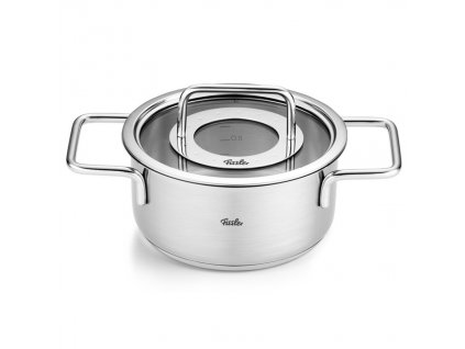 High casserole pot PURE 16 cm, silver, stainless steel, Fissler
