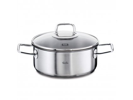 Low casserole pot VISEO 20 cm, silver, stainless steel, Fissler