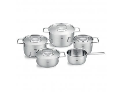 Cookware set PURE, set of 5, silver, stainless steel, Fissler