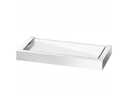 Bathroom shelf LINEA 26 cm, polished, stainless steel/glass, Zack