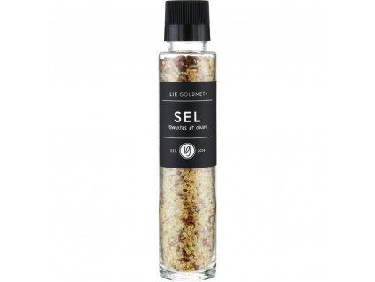 Salt with tomatoes and olives 255 g, with grinder, Lie Gourmet