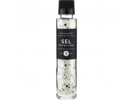 Salt with black and white pepper 220 g, with grinder, Lie Gourmet
