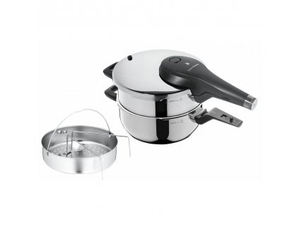 Pressure cooker PERFECT PREMIUM 4,5 l + 3 l + steam insert, set of 3 pcs, stainless steel, WMF