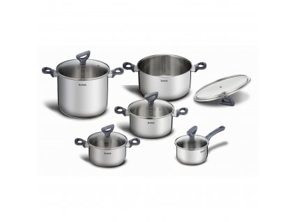 Cookware set DAILY COOK G712SA55, set of 10, silver, stainless steel, Tefal