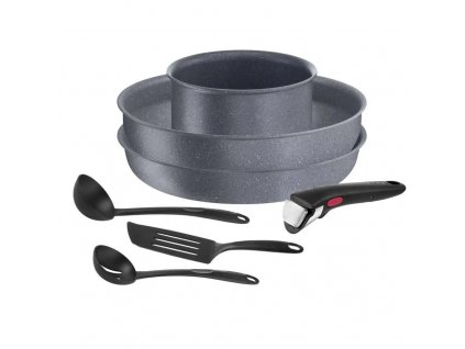 Cookware set INGENIO NATURAL FORCE L3969072, set of 7, grey, aluminium, Tefal