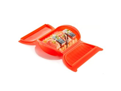 226194 2 nadoba pro vareni v pare do mikrovlnne trouby 27 cm s tackem cervena silikon lekue