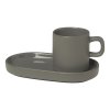 Espresso cup with saucer PILAR, set of 2 pcs, 50 ml, dark grey, Blomus