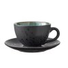Tea cup with saucer, set of 4 pcs, black, Bitz