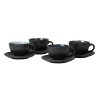 Tea cup with saucer, set of 4 pcs, black, Bitz