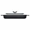 Grill pan 28 cm, for induction, with lid, grey, iron, WOLL