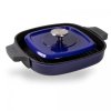 Grill pan 24 cm, for induction, with lid, blue, iron, WOLL