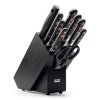 Knife block set CLASSIC, 10 pcs, with honing rod, scissors and meat fork, black, Wüsthof