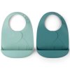 Toddler bib PEEKABOO ELPHEE, set of 2 pcs, blue, silicone, Done by Deer
