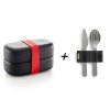 Lunch box LUNCHBOX TO GO 1 l, with cutlery, black, Lékué
