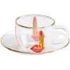 Espresso cup with saucer TOILETPAPER TONGUE 50 ml, Seletti