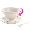 Tea cup with saucer and spoon I-WARES, fuchsia, Seletti