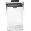 Kitchen storage jar POP STEEL 1,0 l, small square, plastic, OXO