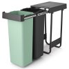 Built-in waste bin SORT & GO 2x 30 l, dark grey / jade green, plast, Brabantia