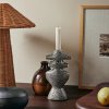 Dinner candle holder YARA 19,5 cm, brown, stoneware, ferm LIVING