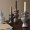 Dinner candle holder YARA 19,5 cm, brown, stoneware, ferm LIVING