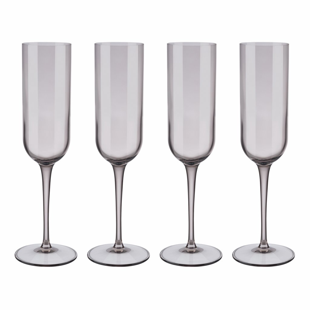Set 4 sklenic flétna na šampaňské FUUM hnědé sklo Blomus