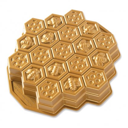 Forma ve tvaru včelí plástve Honeycomb Pull-Apart Bundt® zlatá Nordic Ware