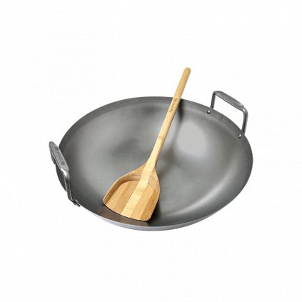 166580 wok panev 40 cm s bambusovou spachtli big green egg 1