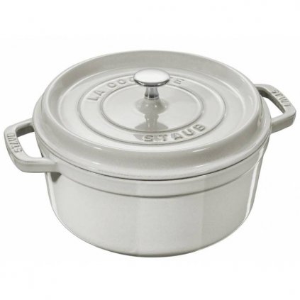 Litinový hrnec Cocotte Staub kulatý bílý lanýž 28 cm