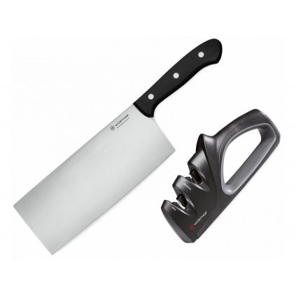 Sada kuchařského čínského nože + brousku na nože Gourmet Wüsthof 2 ks