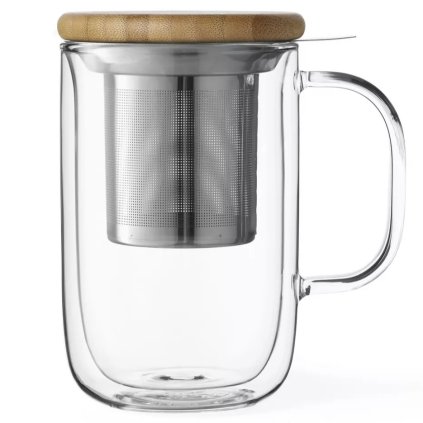 Hrnek na čaj s infuzérem BALANCE 500 ml, dvojstěnný, sklo, Viva Scandinavia
