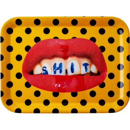 Servírovací tác TOILETPAPER SHIT Seletti 32 x 43,5 cm žlutý