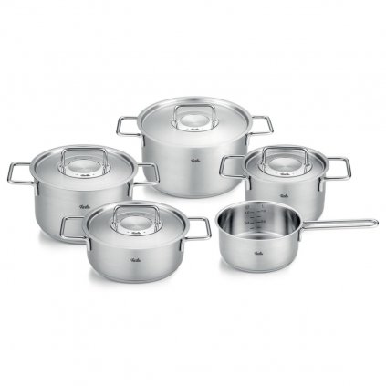 Sada hrnců PURE, sada 5 ks, stříbrná, nerezová ocel, Fissler