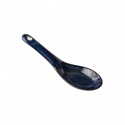 Japonská ramen lžíce INDIGO BLUE 15 cm, modrá, keramika, MIJ