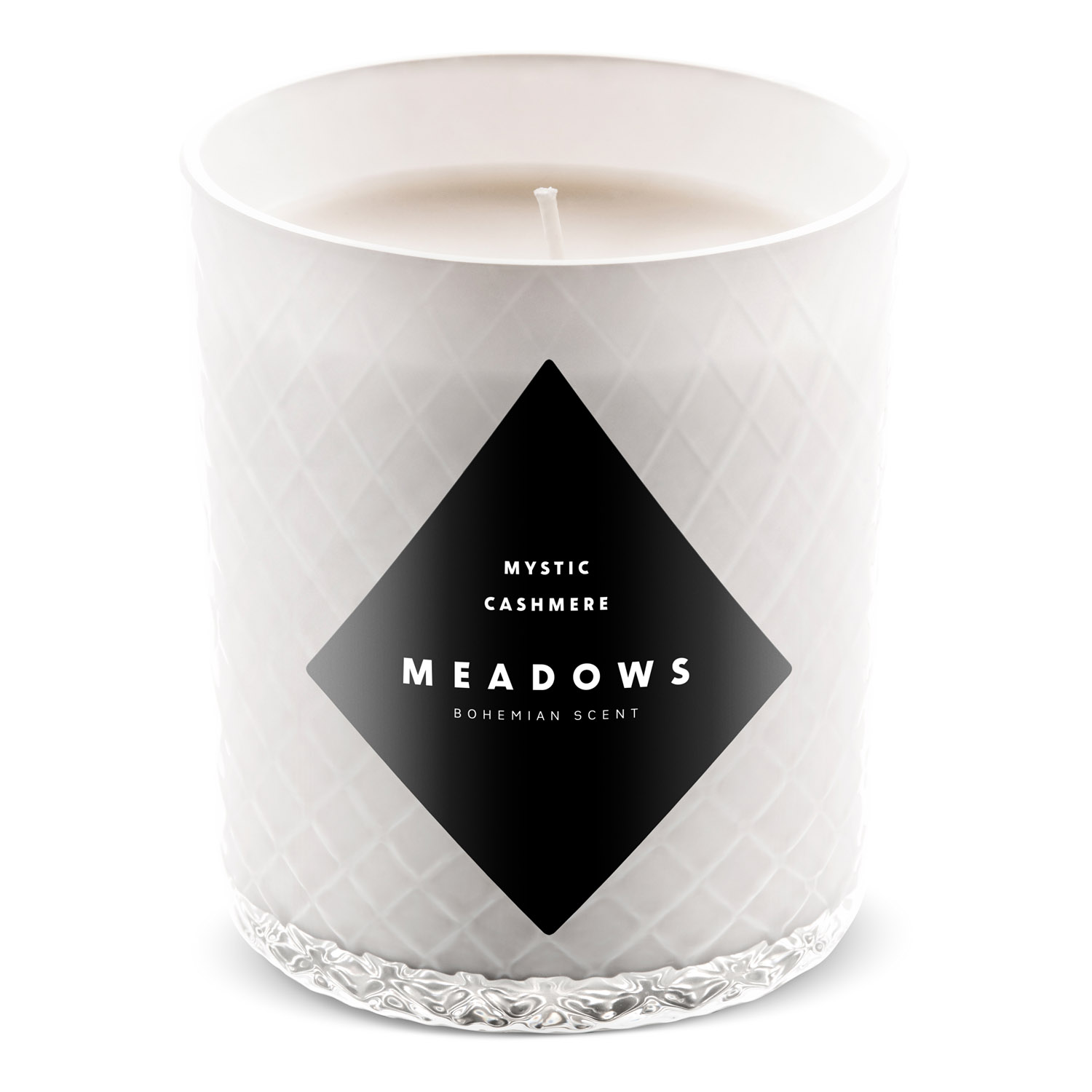 Vonná svíčka Mystic Cashmere medium bílá Meadows