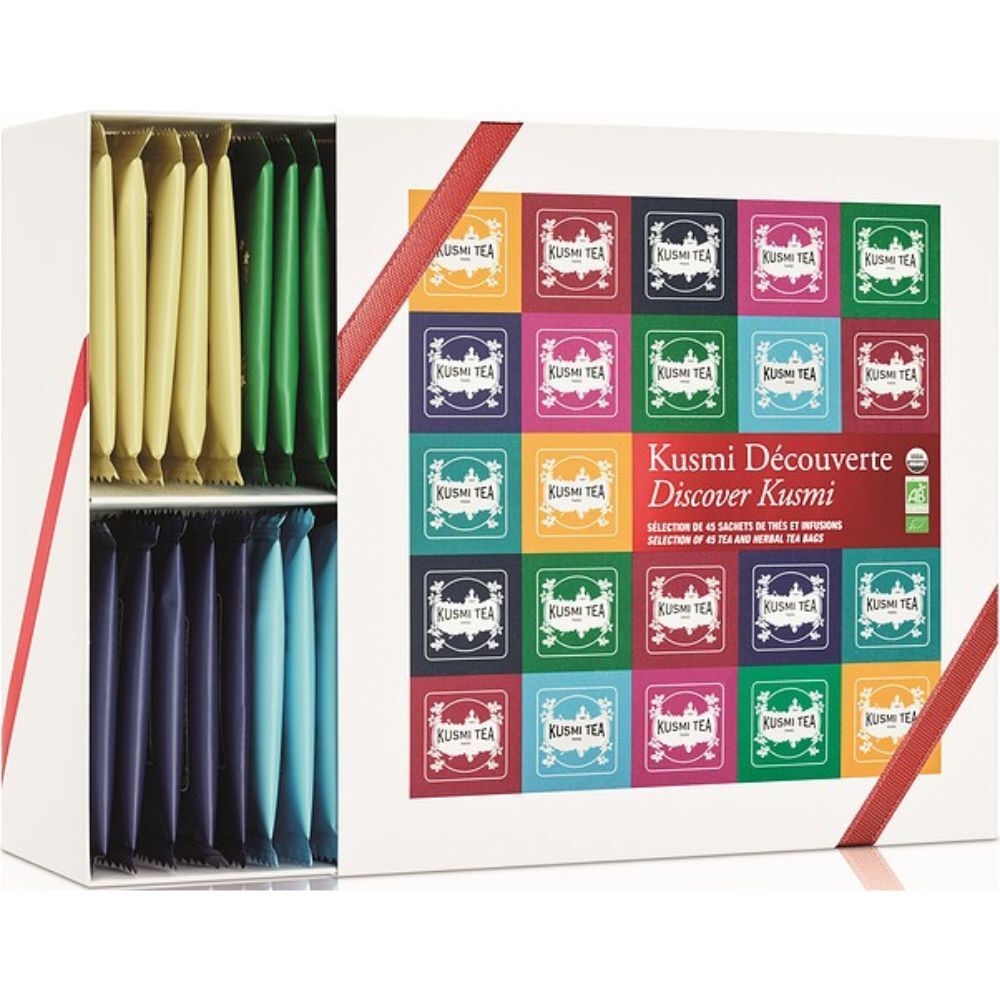 Dárková sada čajů DISCOVER, 45 mušelínových sáčků, Kusmi Tea