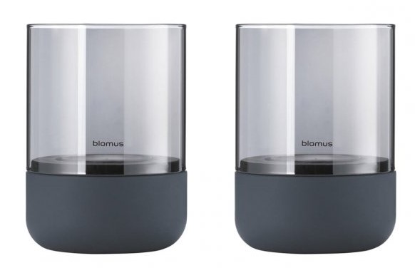 Svícen na čajovou svíčku CALMA 9 cm, sada 2 ks, kouřová, beton, Blomus