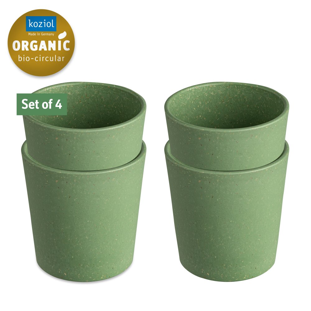 Platový hrnek CONNECT 190 ml, sada 4 ks, přírodní listově zelená, Koziol