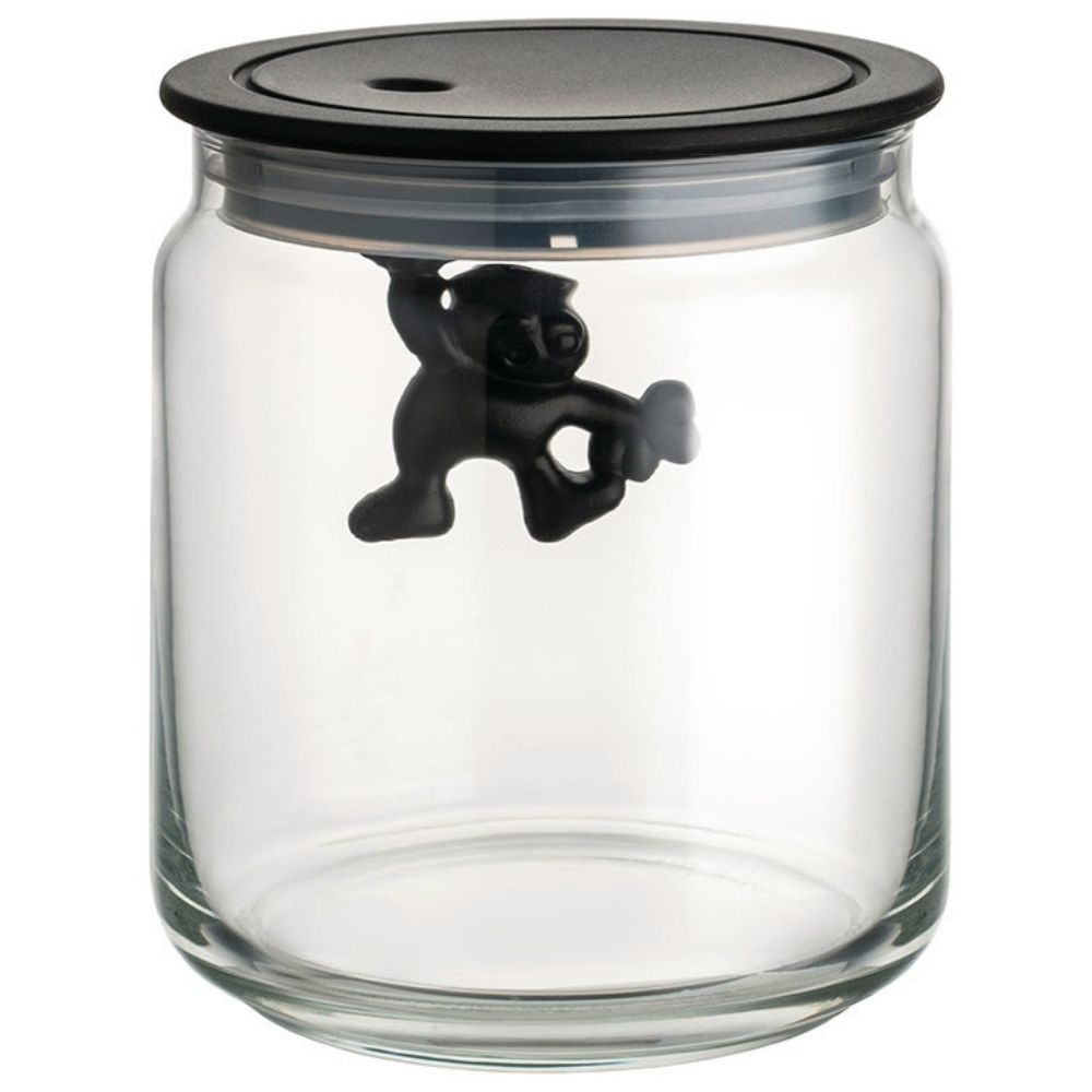 Dóza na potraviny GIANNI 750 ml, černé víčko, sklo, Alessi