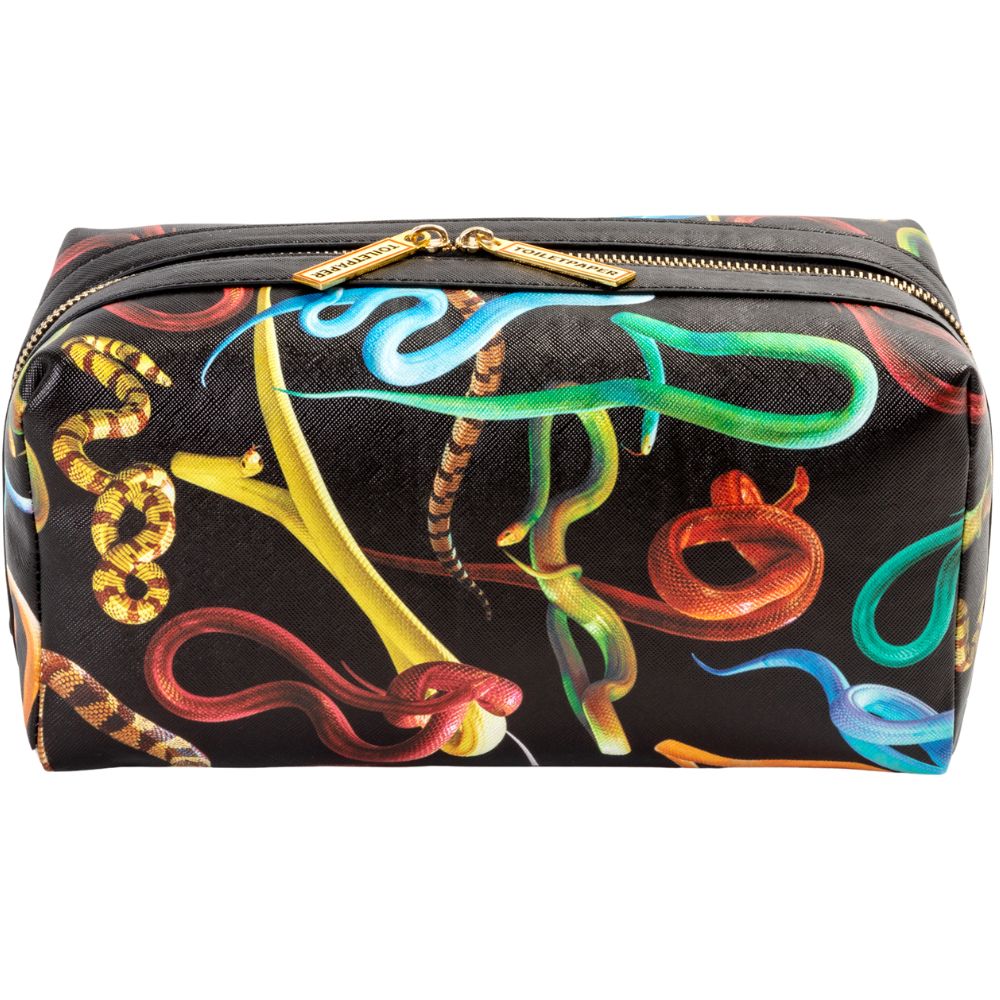 Kosmetická taštička TOILETPAPER SNAKES 25,5 x 12 cm, černá, Seletti
