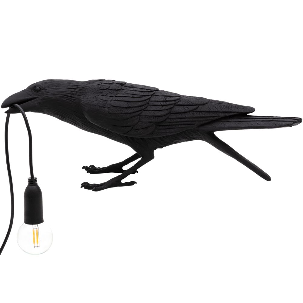 Stolní lampa BIRD PLAYING 33 cm, černá, Seletti