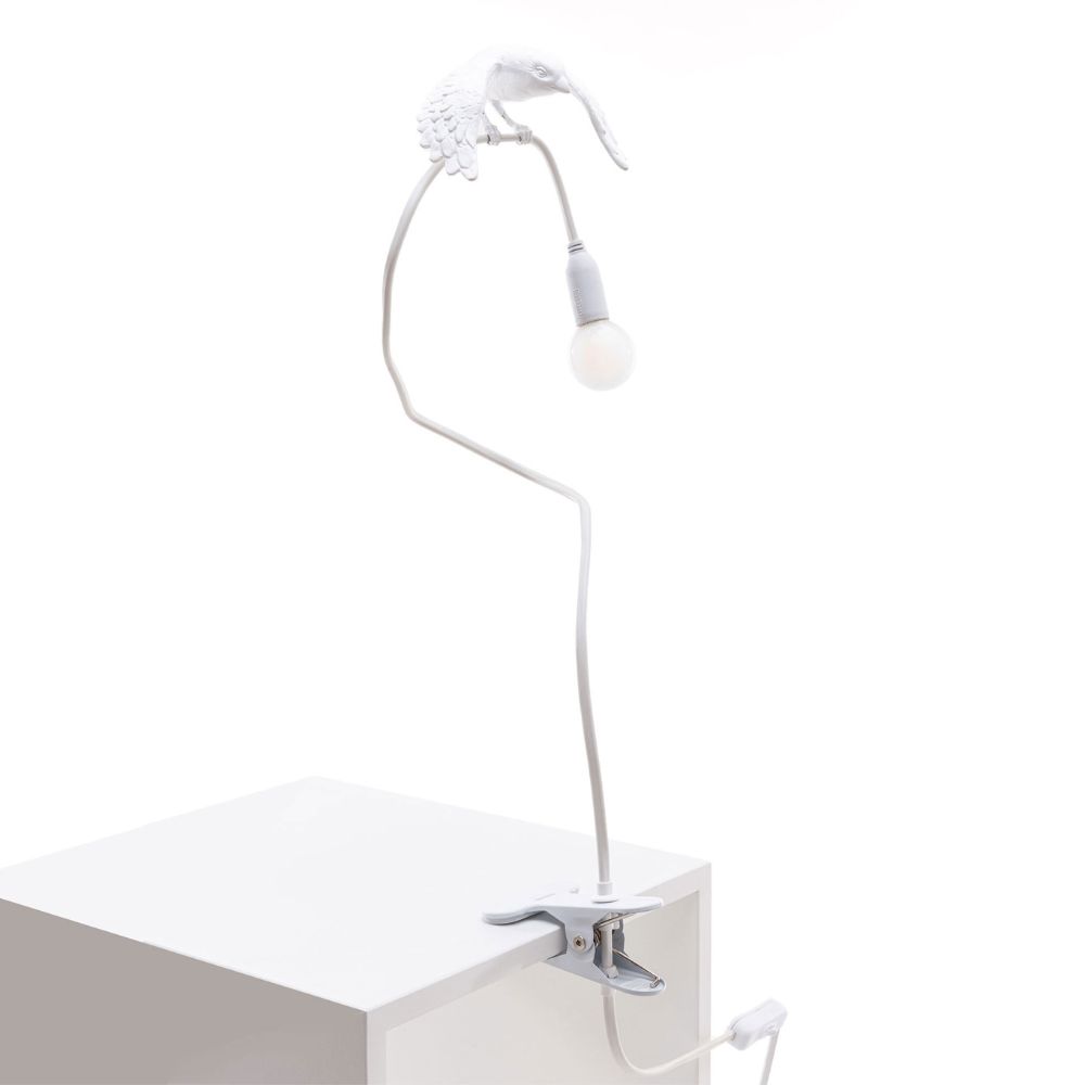 Stolní lampa s klipem SPARROW TAKING OFF Seletti 100 cm bílá