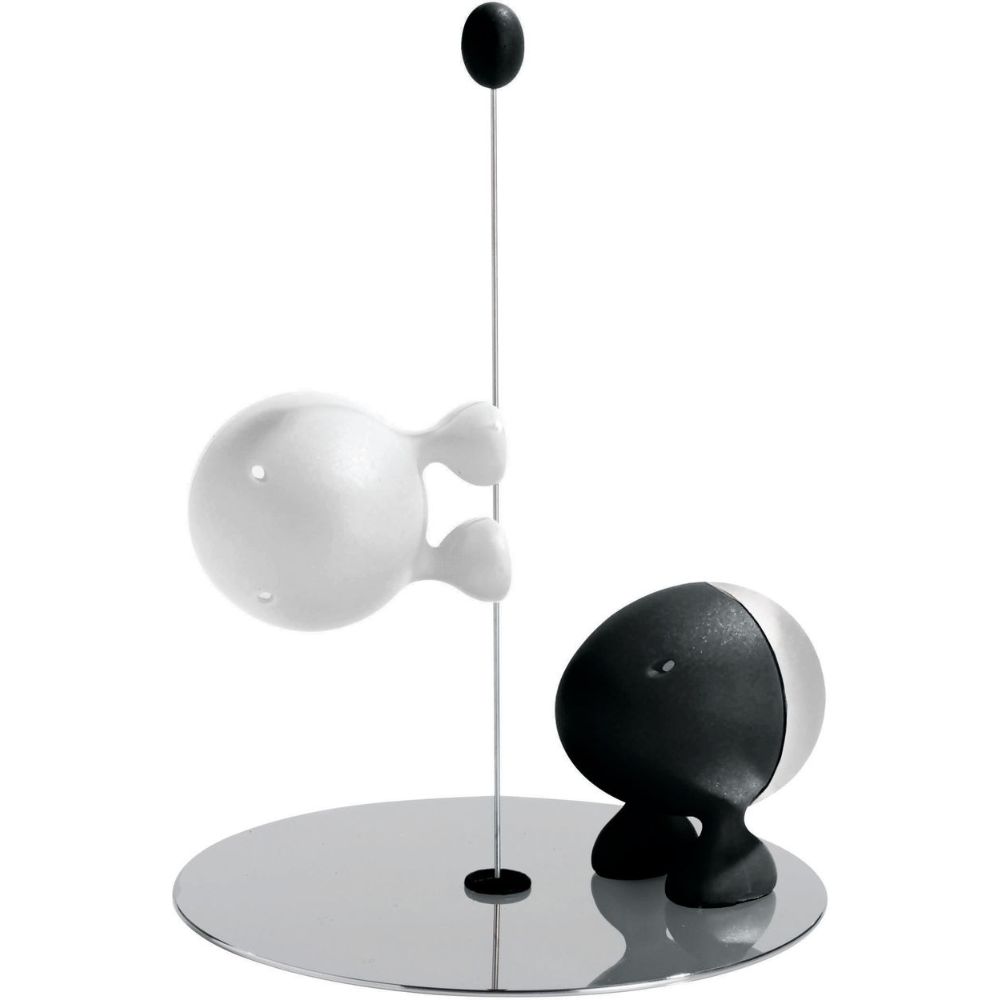 Sada slánky a pepřenky LILLIPUT 14 cm, černá / bílá, Alessi