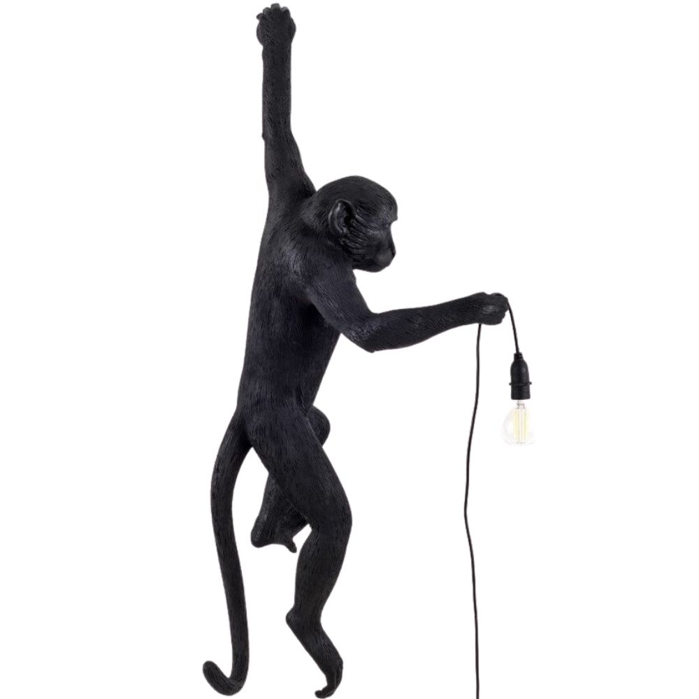 Nástěnné dekorační světlo MONKEY HANGING LEFT HAND 76,5 cm, černá, Seletti