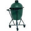 Gril na dřevěné uhlí L 46 cm,  + intEGGrovaný pojízdný stojan s držadlem, zelená, Big Green Egg