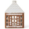 Svícen na čajovou svíčku GINGERBREAD LIGHTHOUSE 12 cm, hnědá, kamenina, Kähler