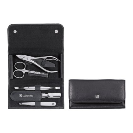 Manicure sæt CLASSIC INOX, sæt med 5 stk, sort, læder, Zwilling