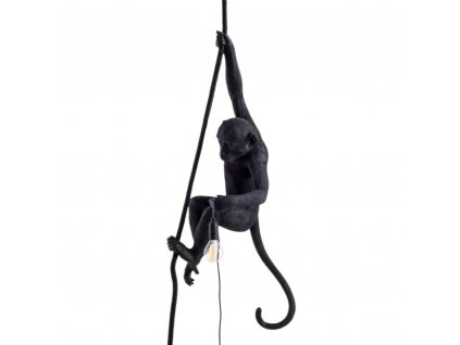 Pendel lampe HANGING MONKEY 76,5 cm, med reb, sort, Seletti