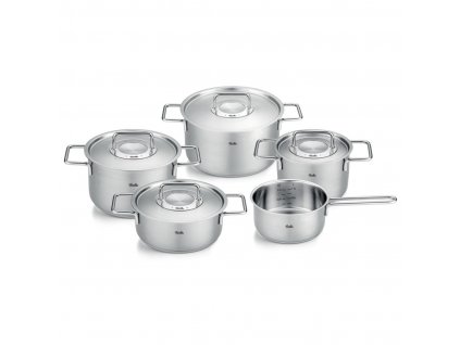 Grydesæt PURE, sæt med 5, sølv, rustfrit stål, Fissler