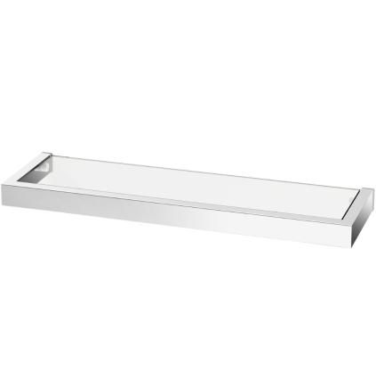 Badeværelseshylde LINEA 46 cm, poleret, rustfrit stål/glas, Zack