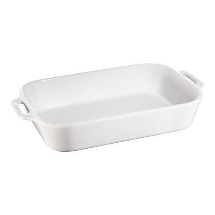 Bagefad 34 x 24 cm, hvid, keramik, Staub